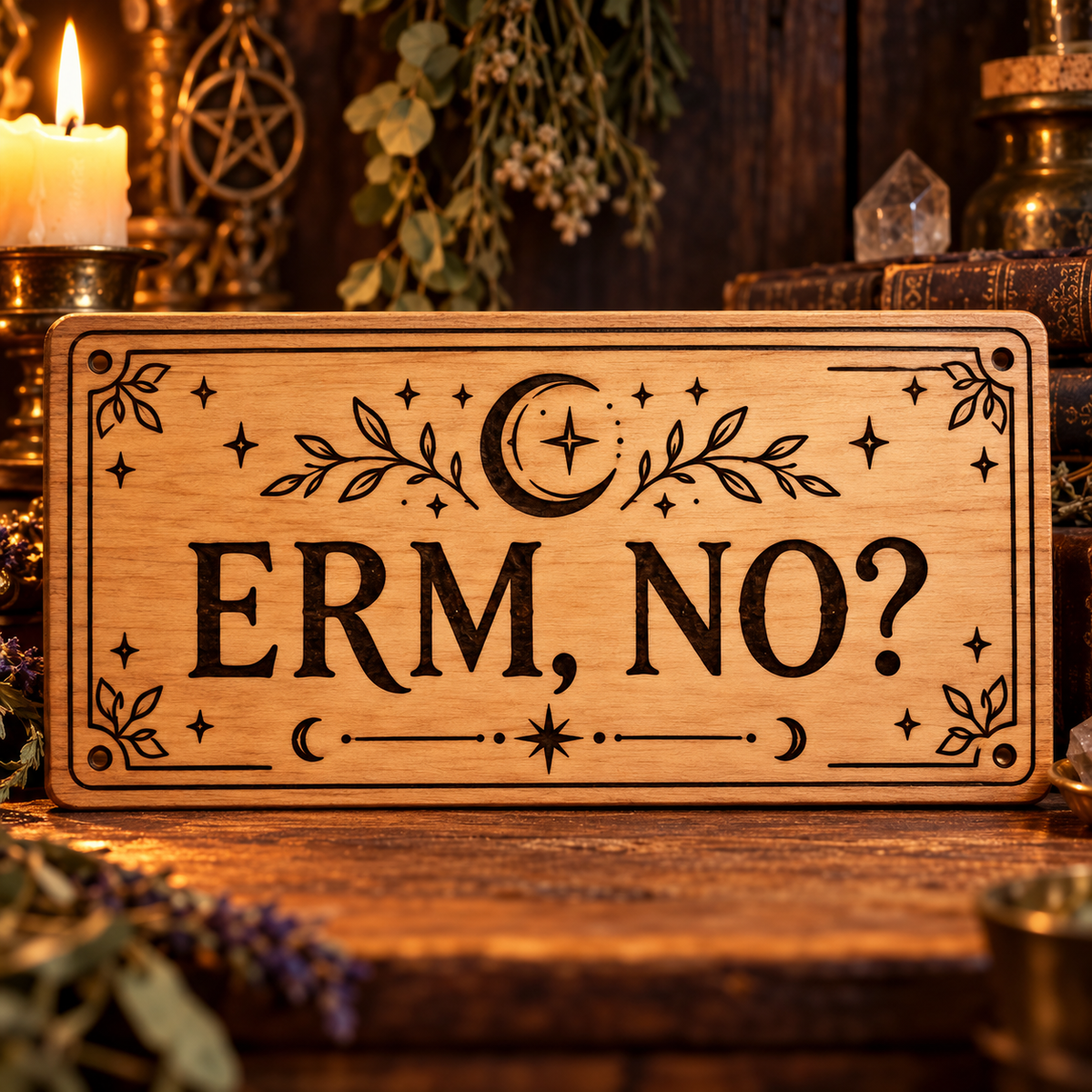 Erm No wooden wall sign mockup
