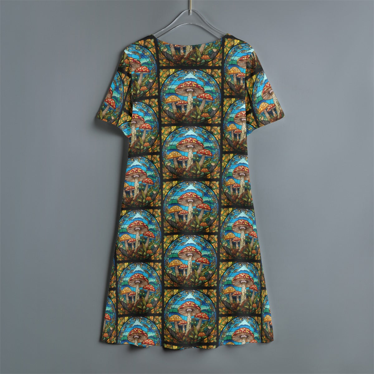Stained Glass Mushroom Short Sleeve Dress