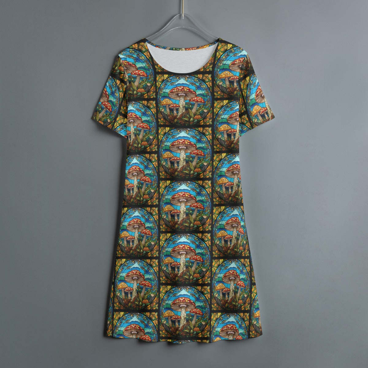 Stained Glass Mushroom Short Sleeve Dress