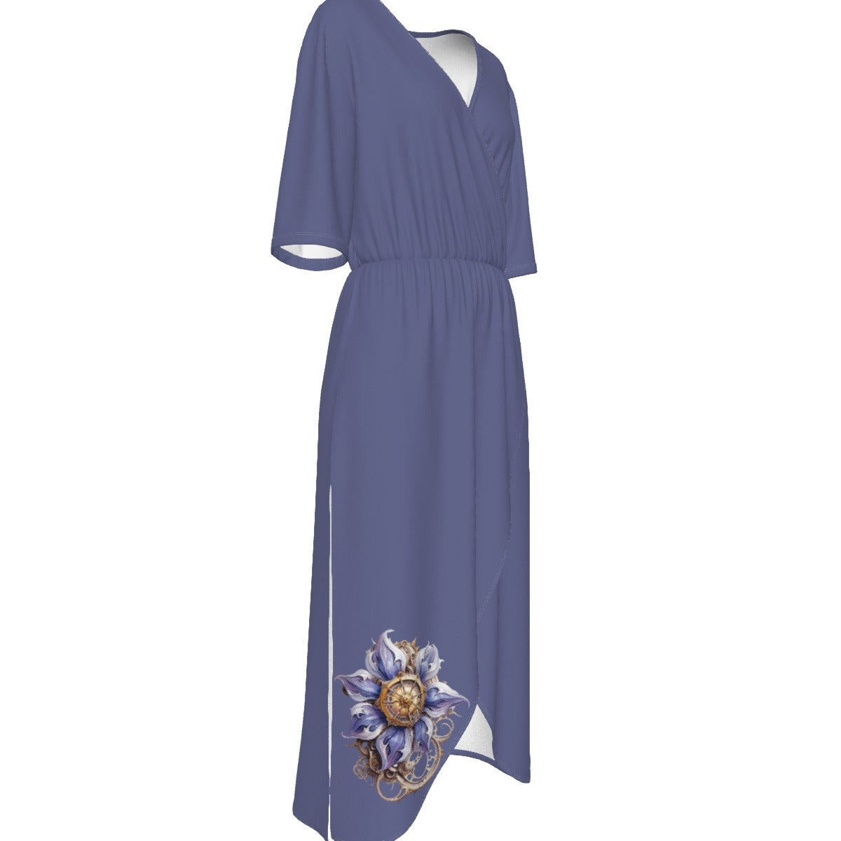 Steampunk Flower V-neck Wrap Front Dress