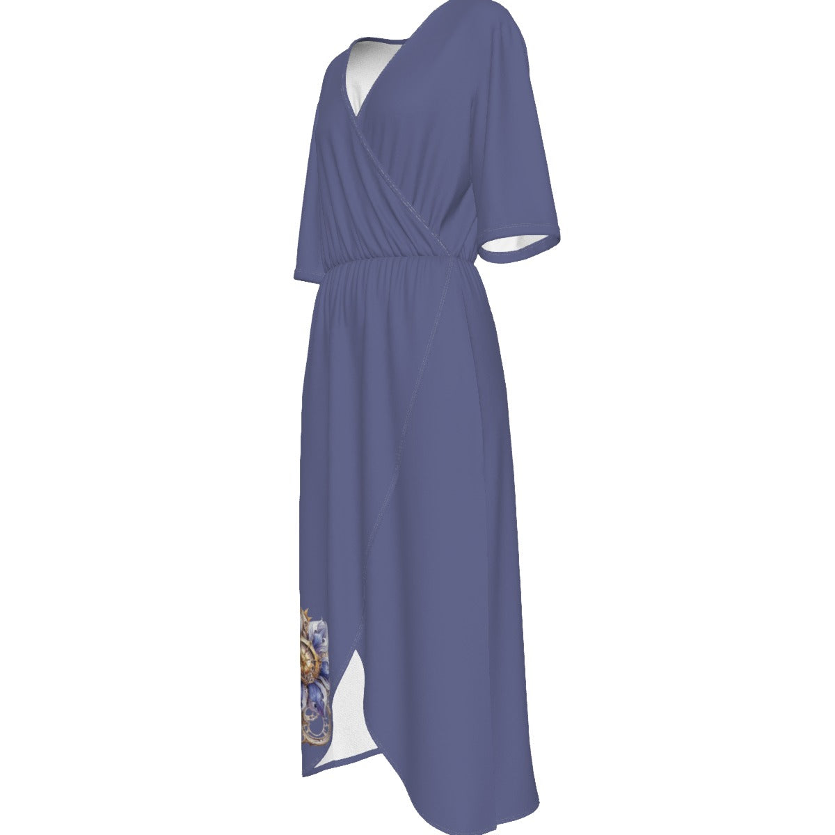 Steampunk Flower V-neck Wrap Front Dress