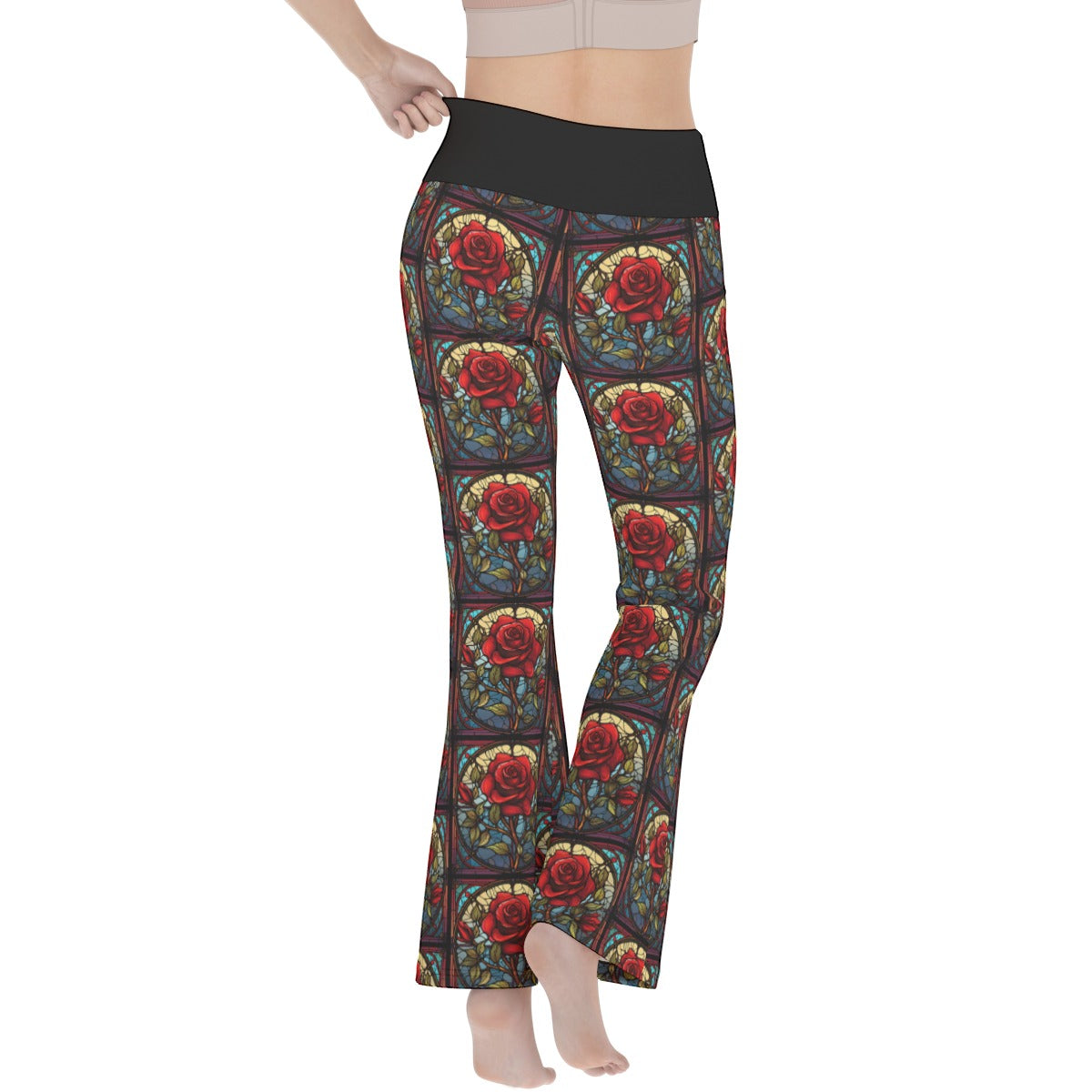 Stained Glass Roses Flare Yoga Pants