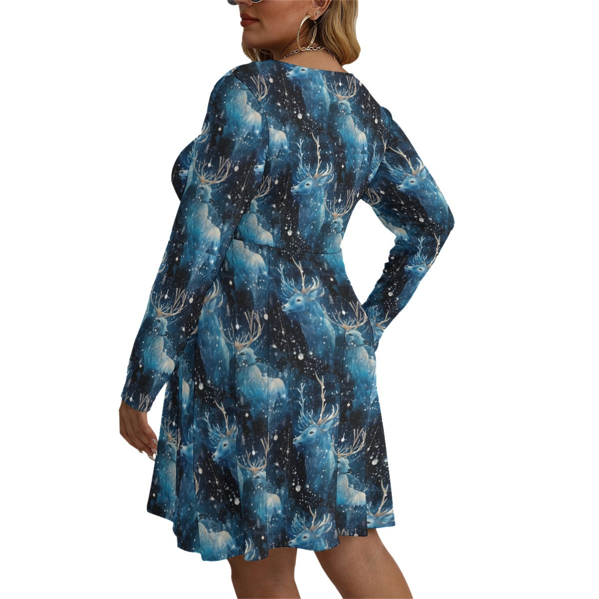 Stag Guardian V-neck Long Sleeve Dress