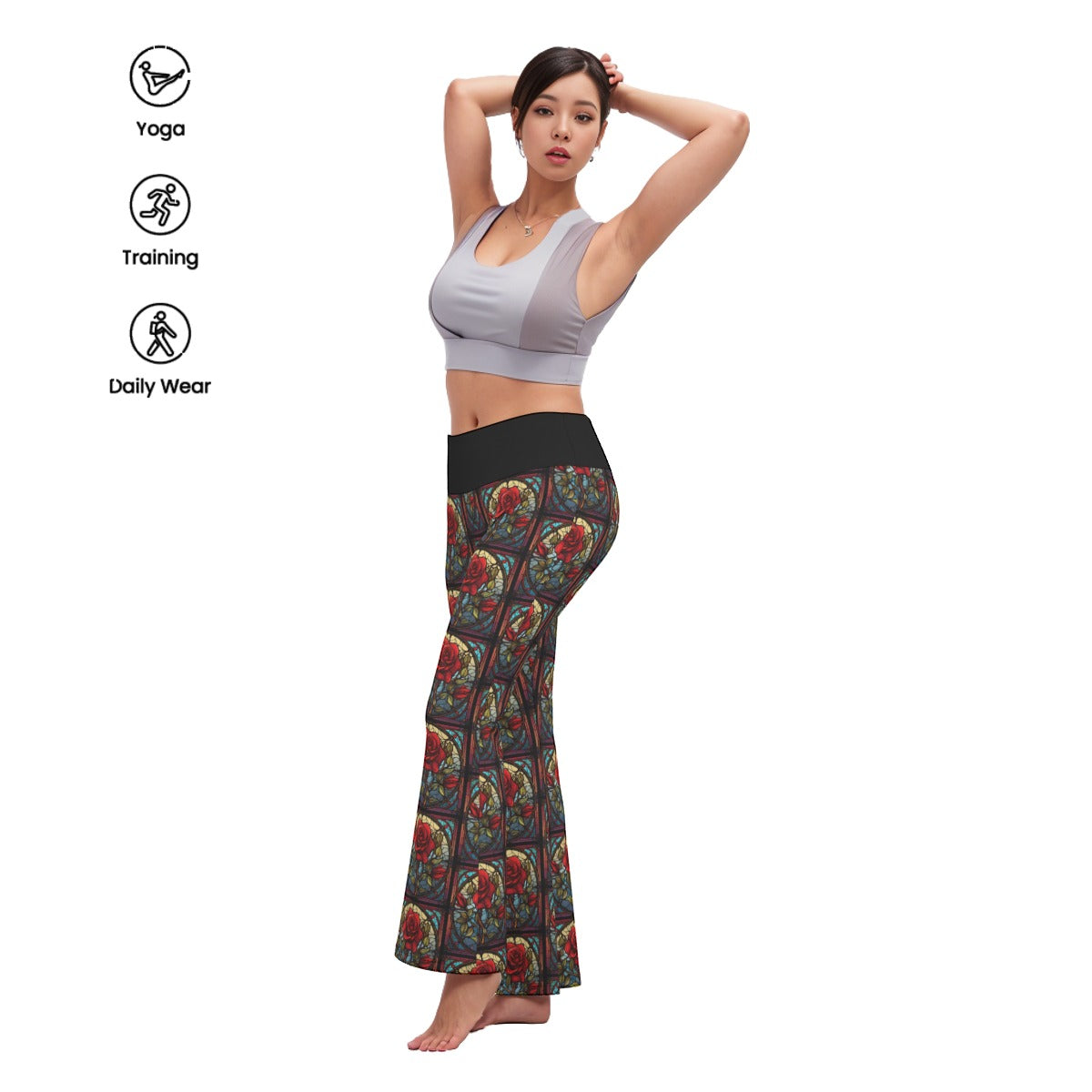 Stained Glass Roses Flare Yoga Pants