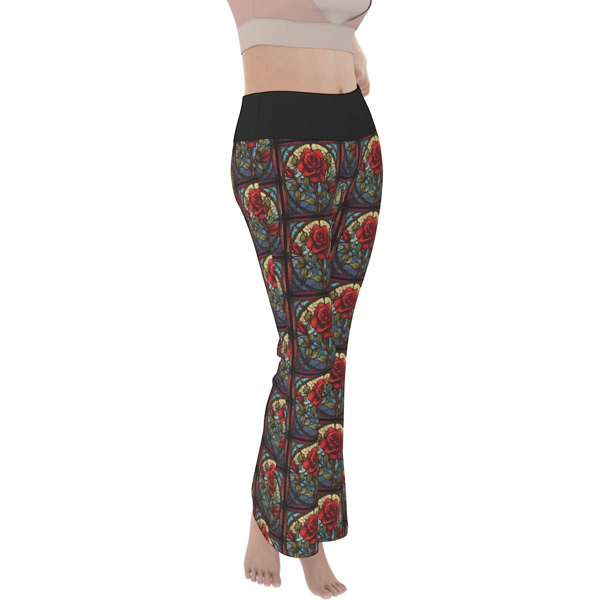 Stained Glass Roses Flare Yoga Pants