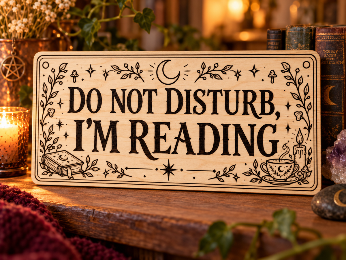 Do Not Disturb I'm Reading wooden wall sign mockup