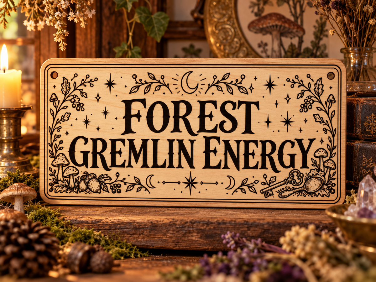 Forest Gremlin Energy wooden wall sign mockup