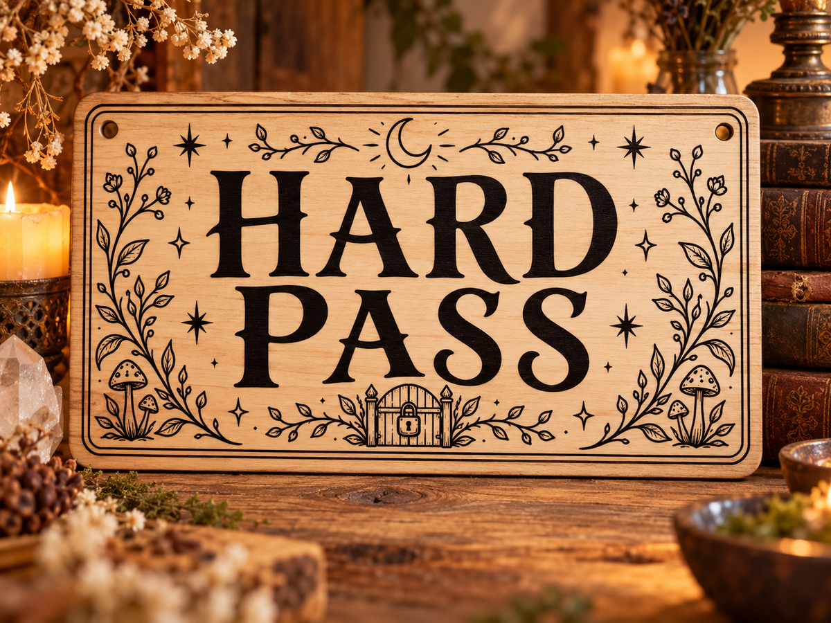 Hard Pass wooden wall sign mockup