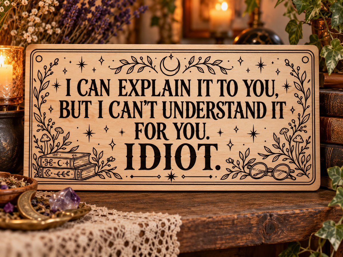 I Can Explain It to You But I Can't Understand It for You Idiot wooden wall sign mockup
