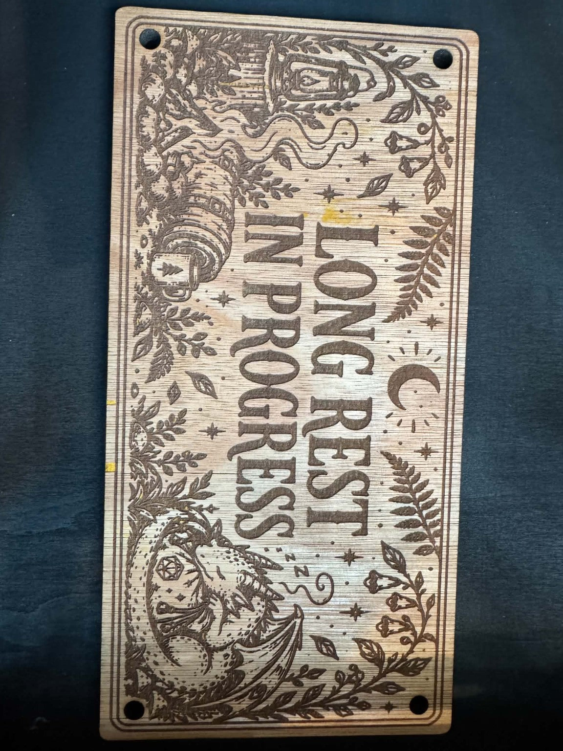 Original photograph of Long Rest in Progress Wooden Wall/Door Sign