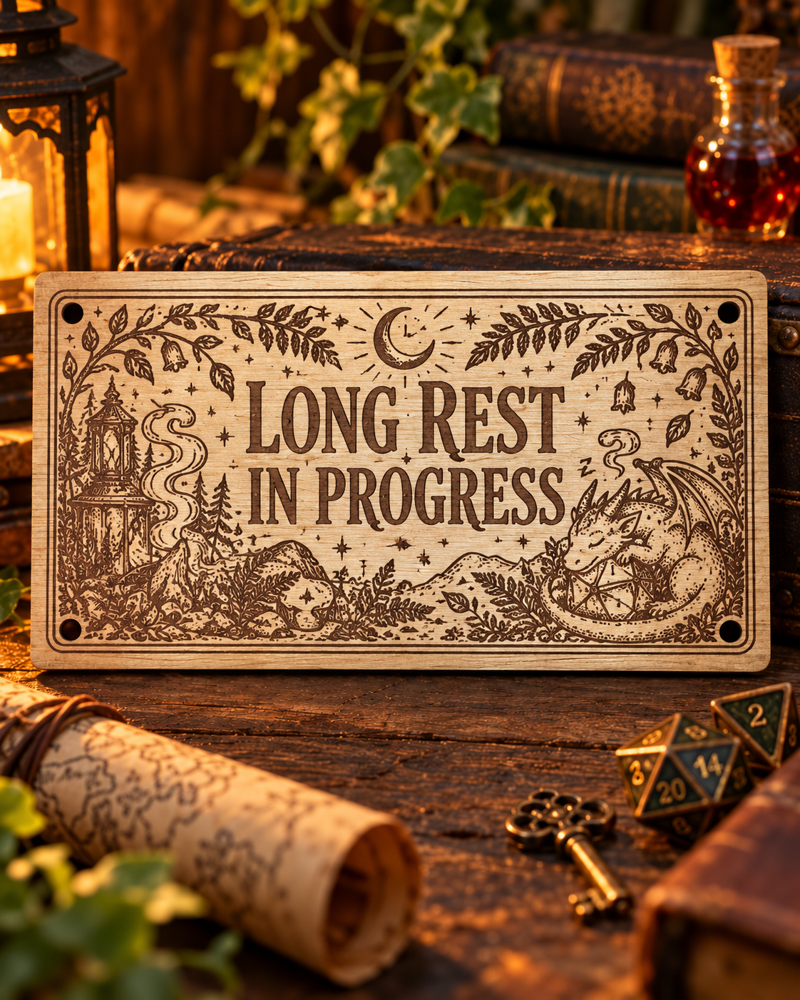 Long Rest in Progress Wooden Wall/Door Sign