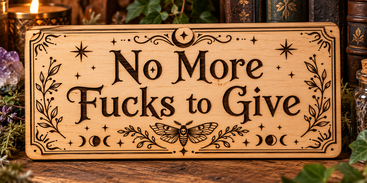 No More Fucks to Give laser engraved wooden sign mockup