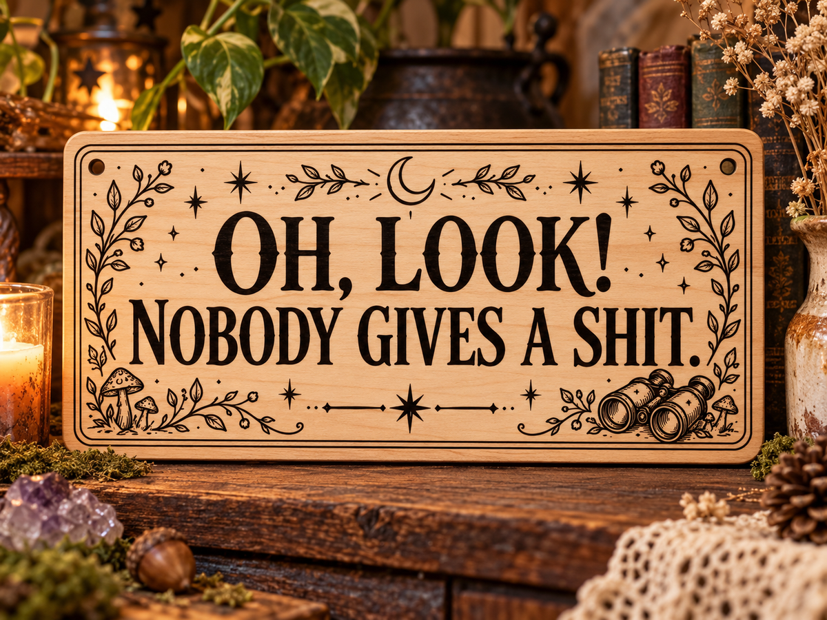 Oh Look Nobody Gives a Shit wooden wall sign mockup