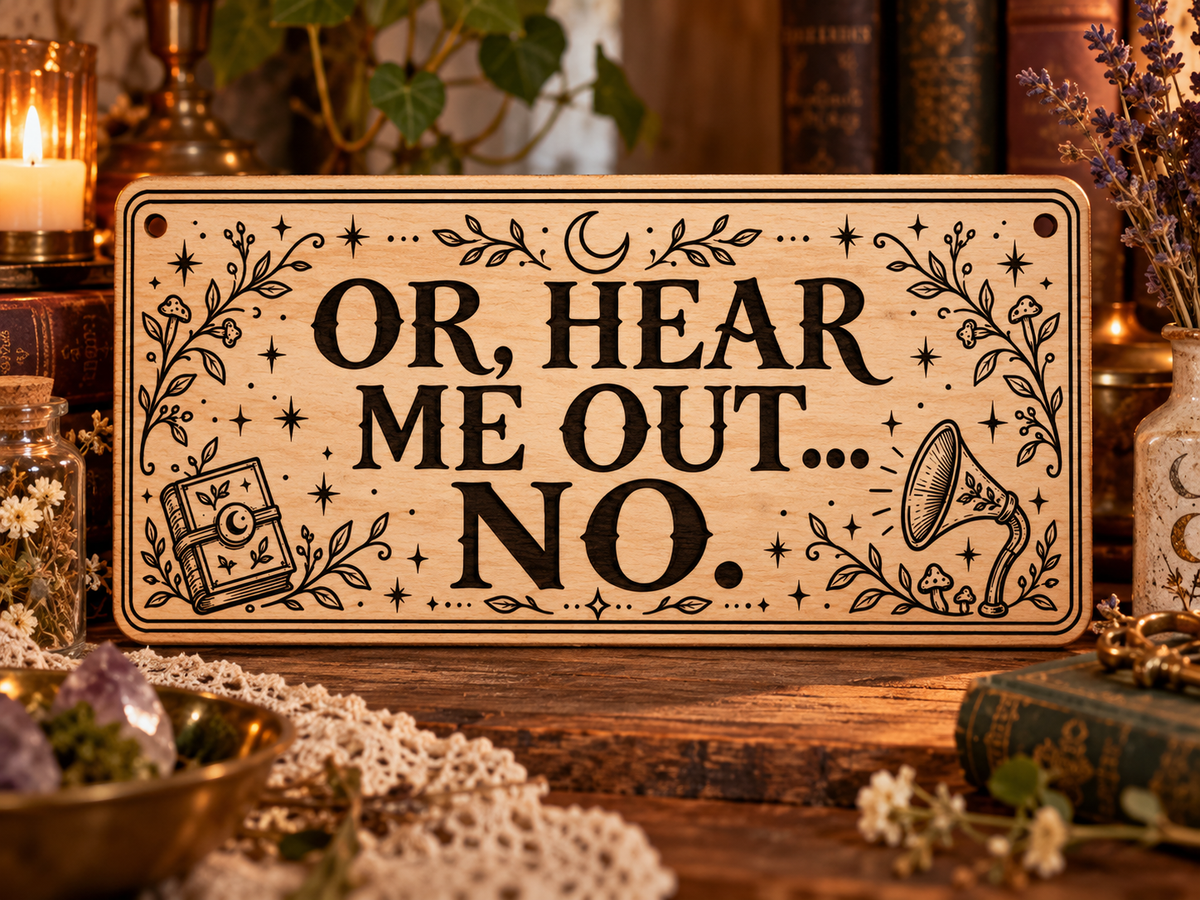 Or Hear Me Out No wooden wall sign mockup