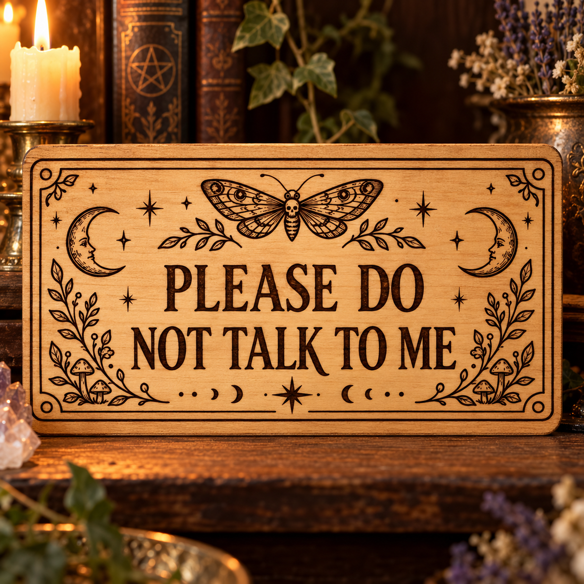Please Do Not Talk to Me wooden wall sign mockup