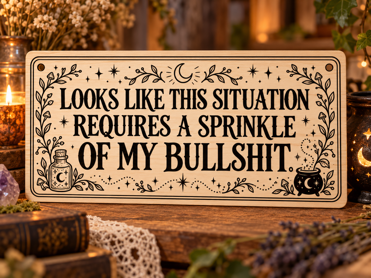 Looks Like This Situation Requires a Sprinkle of My Bullshit wooden wall sign mockup