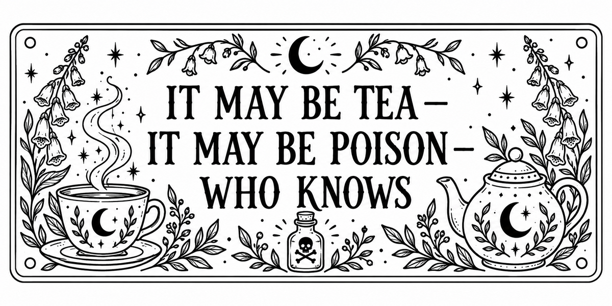 It May Be Tea It May Be Poison Who Knows wooden wall sign artwork