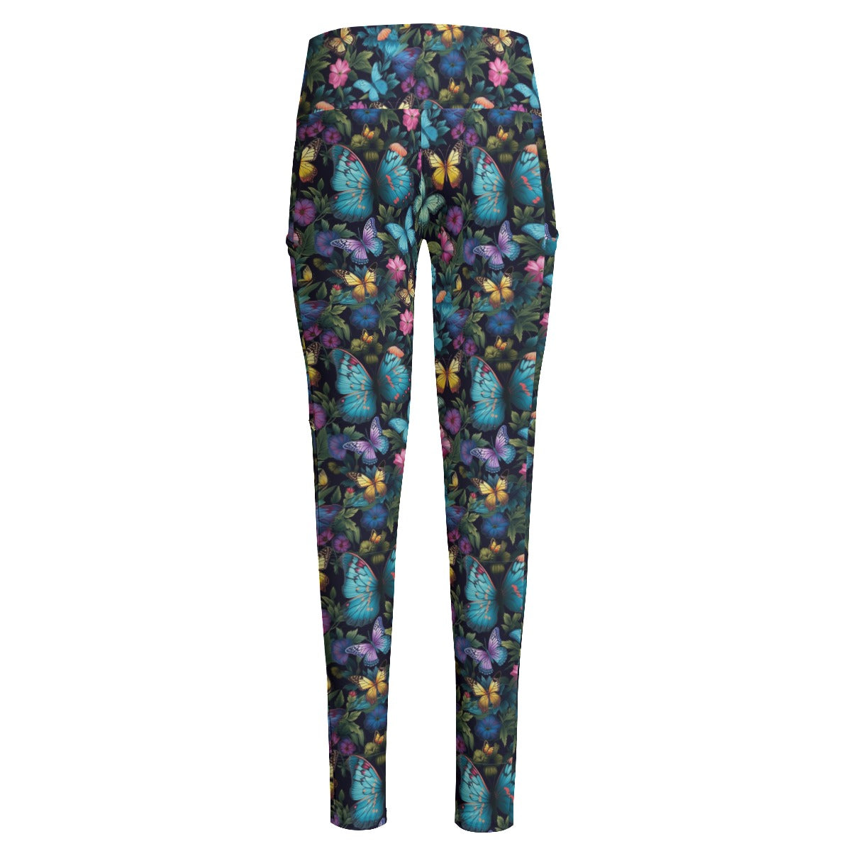 Sapphire Butterflies High Waist Leggings With Side Pocket