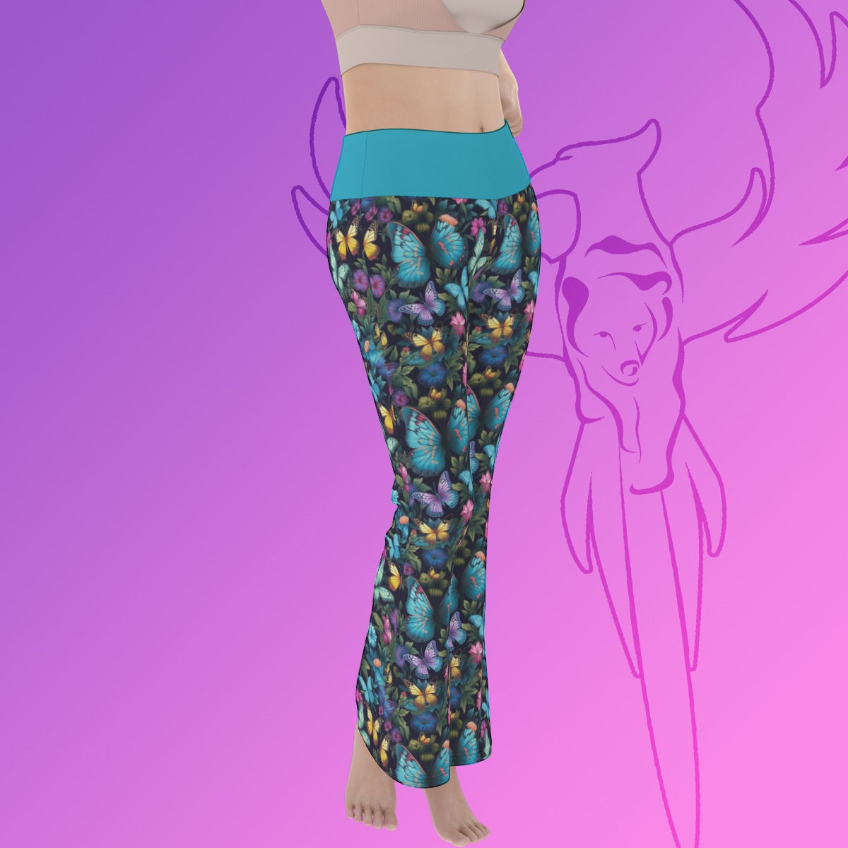 Summer Butterflies Flare Yoga Pants