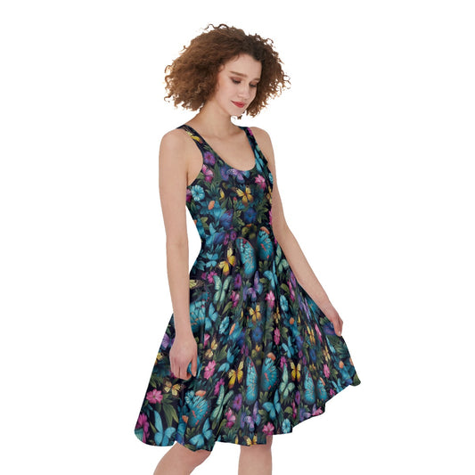 Sapphire Butterflies Sleeveless Dress