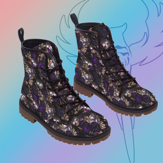 Purple Skuls and Roses Boots (Womens)