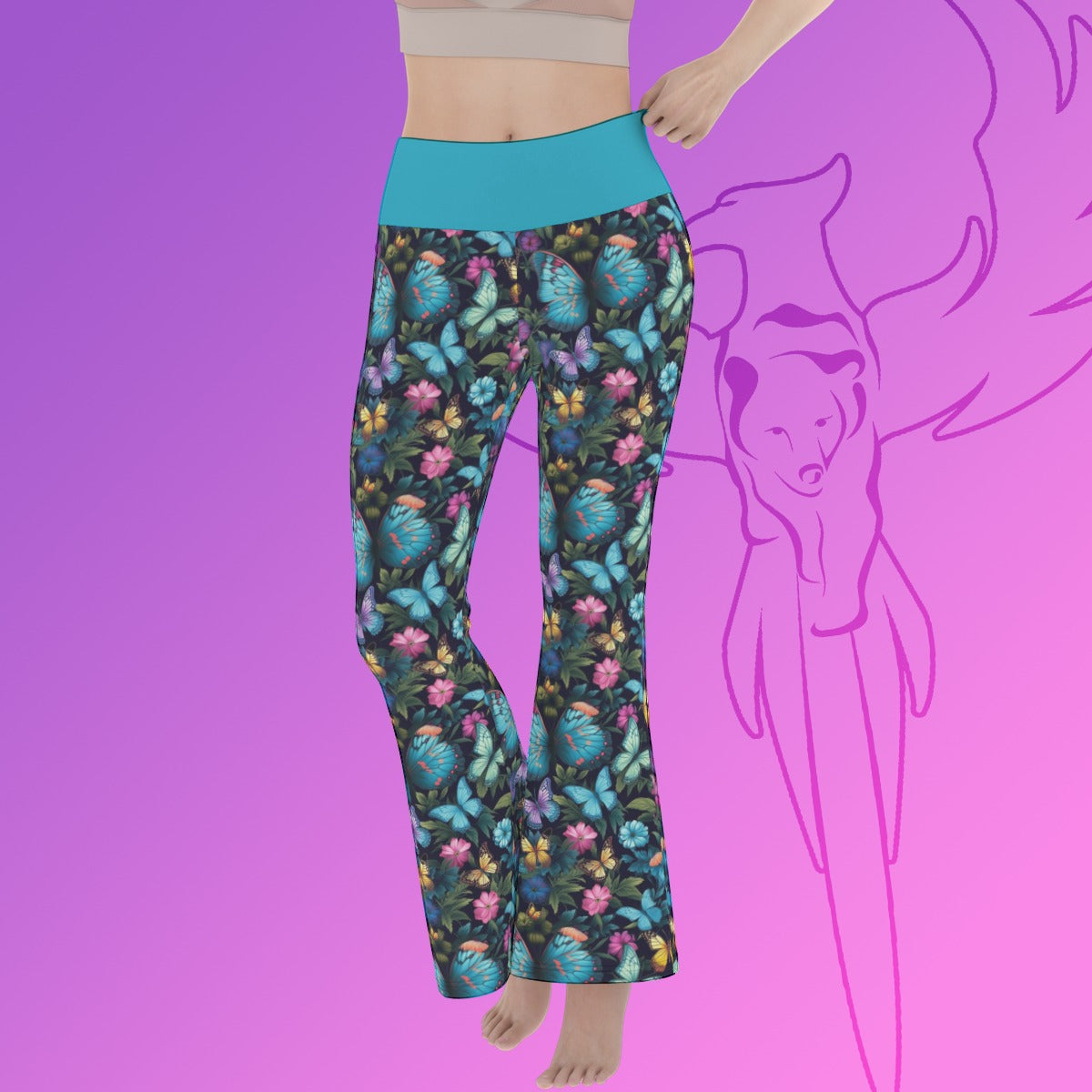 Summer Butterflies Flare Yoga Pants