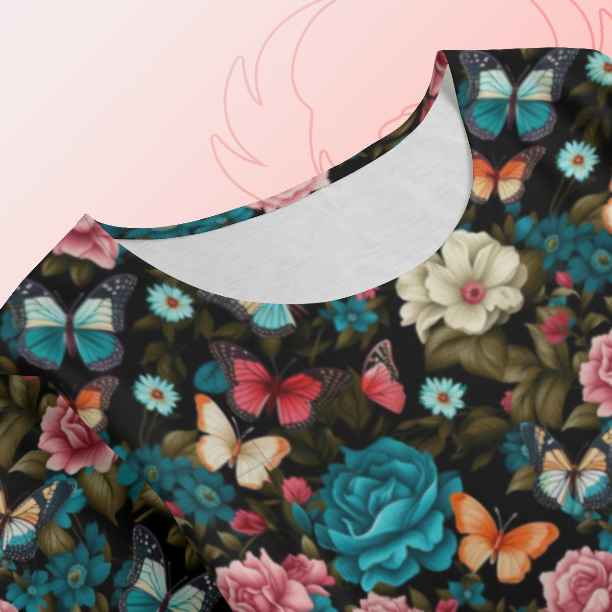 Midnight Butterflies Short Sleeve Dress