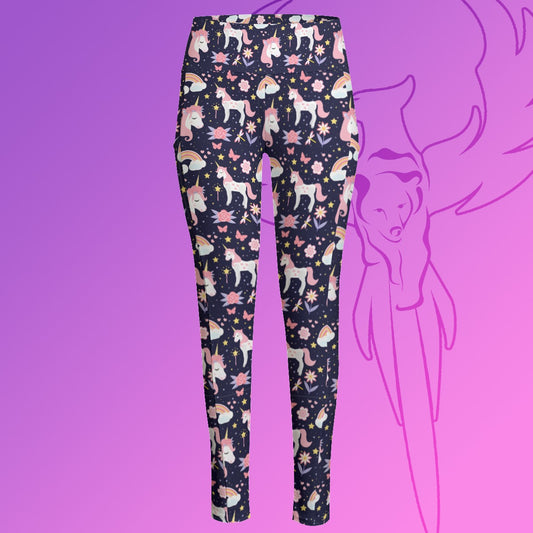 Unicorn Dreams High Waist Leggings With Side Pocket