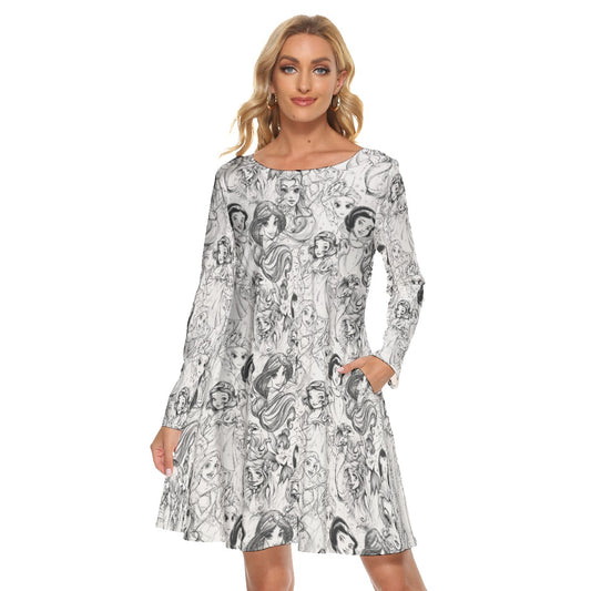 Princess Sketch Crew Neck Dress