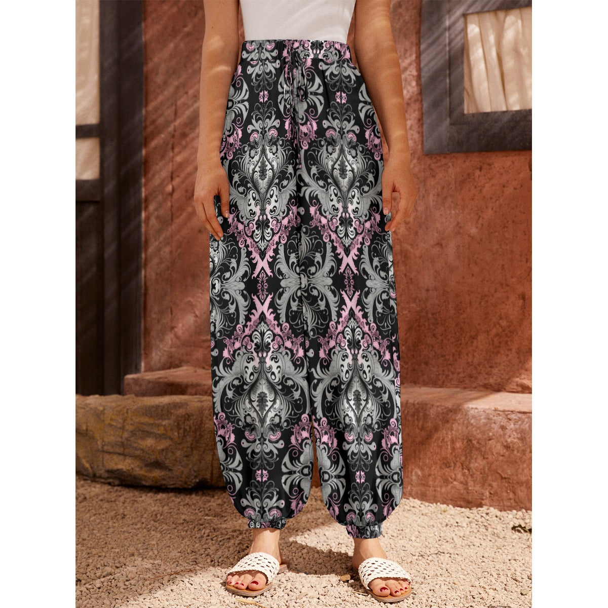 Pink and Grey Gothic Summer Trousers