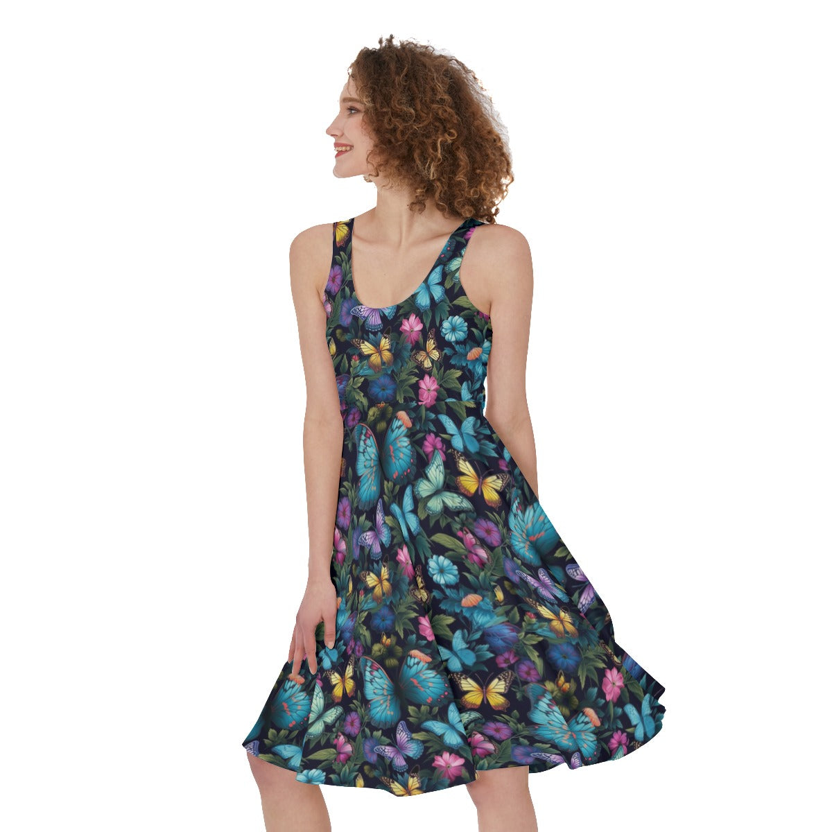 Sapphire Butterflies Sleeveless Dress