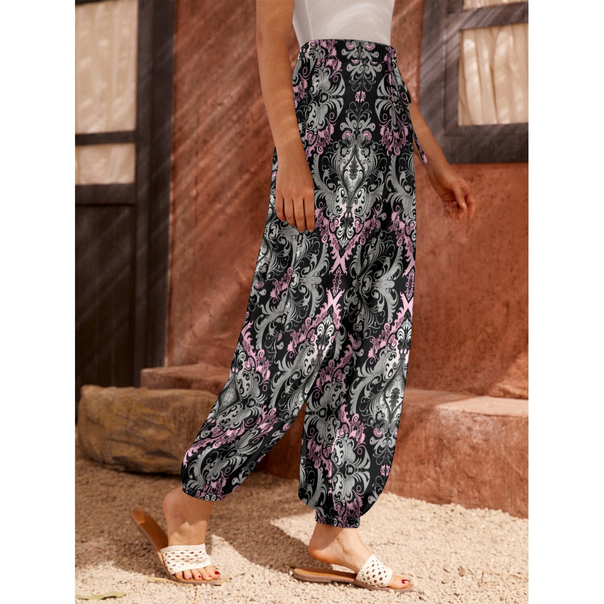 Pink and Grey Gothic Summer Trousers