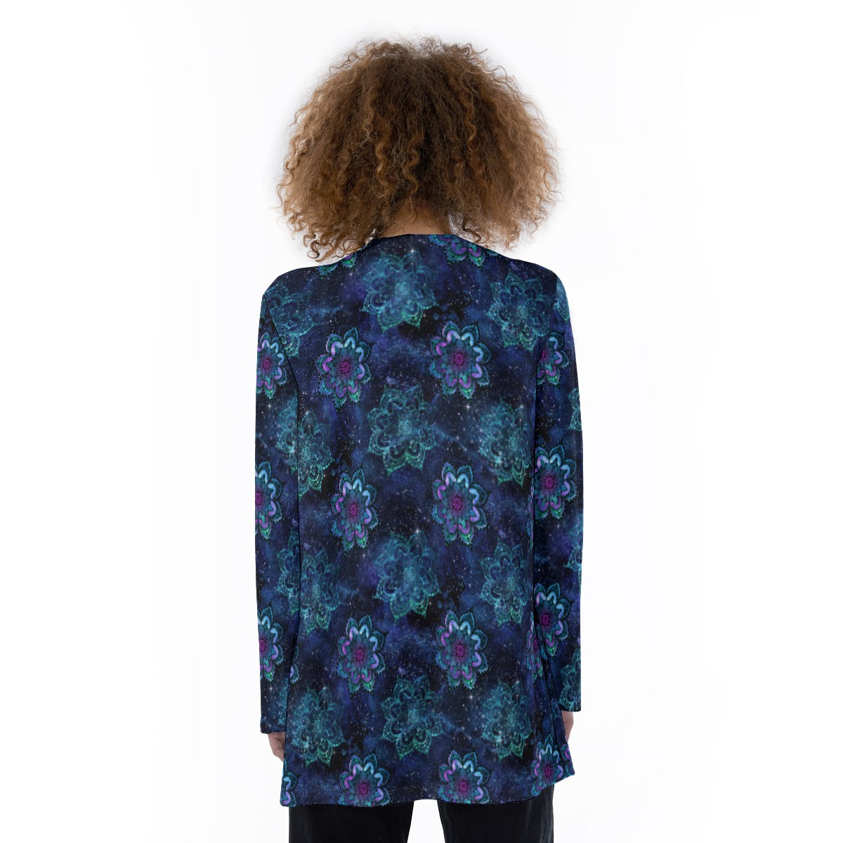 Blue Mandala Patch Pocket Cardigan