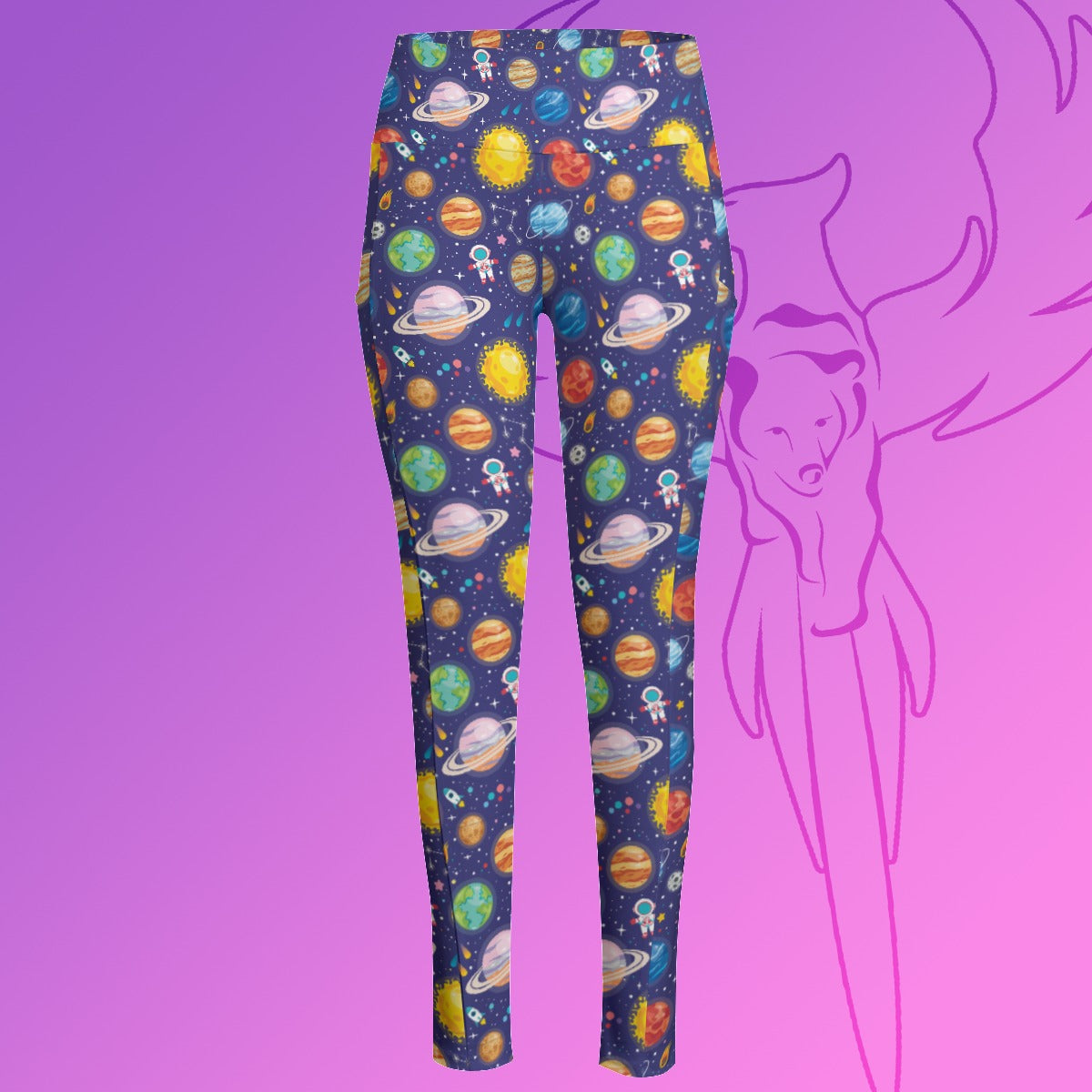 Space High Waist Leggings With Side Pocket