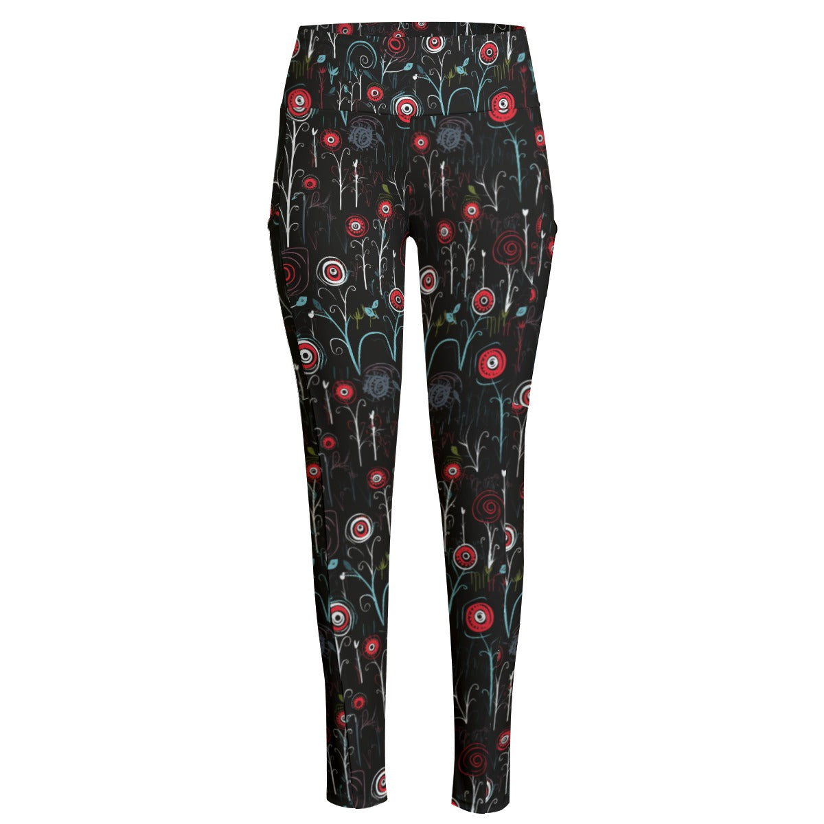 Burton Inspired Flowers High Waist Leggings With Side Pocket