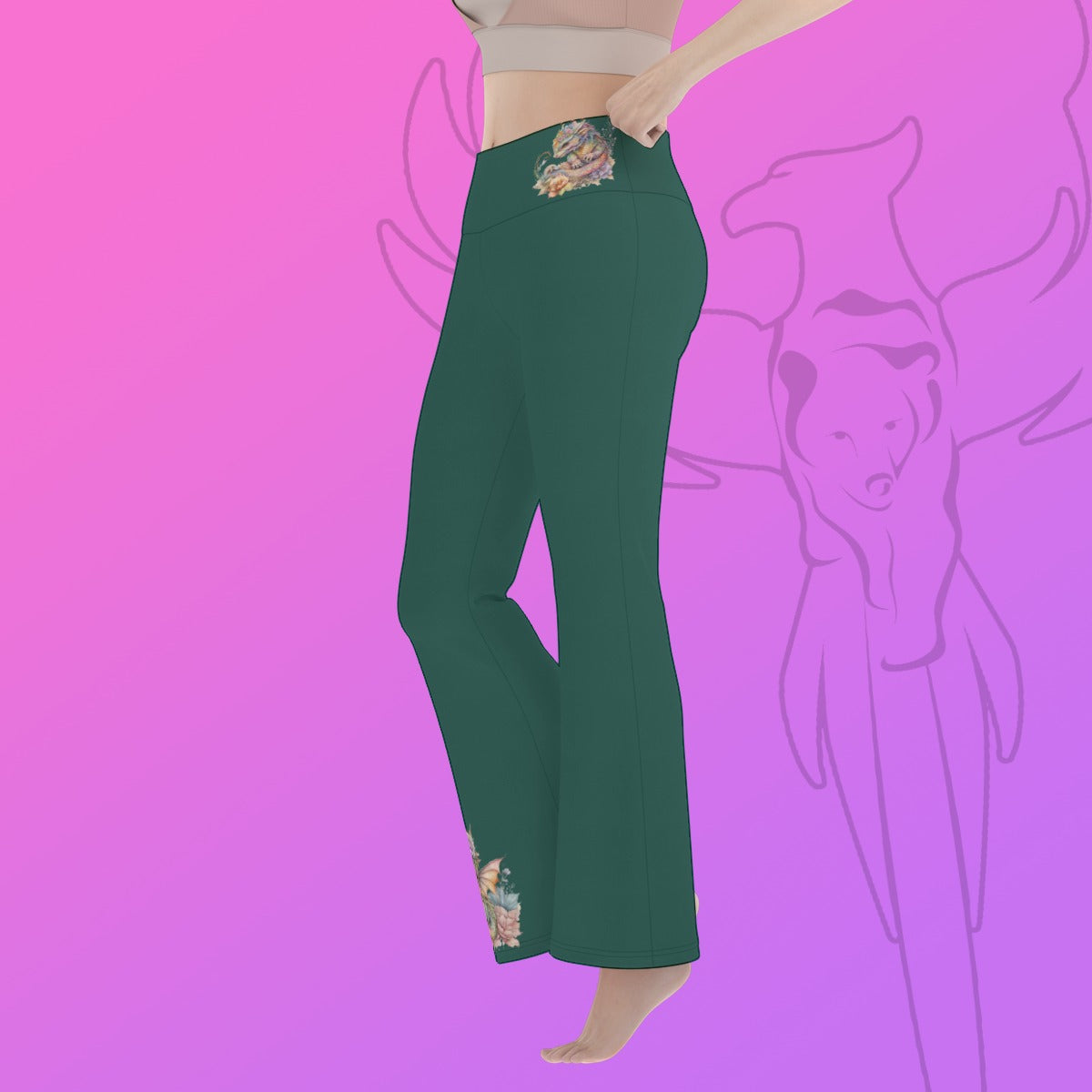 Jade Dragon Flare Yoga Pants