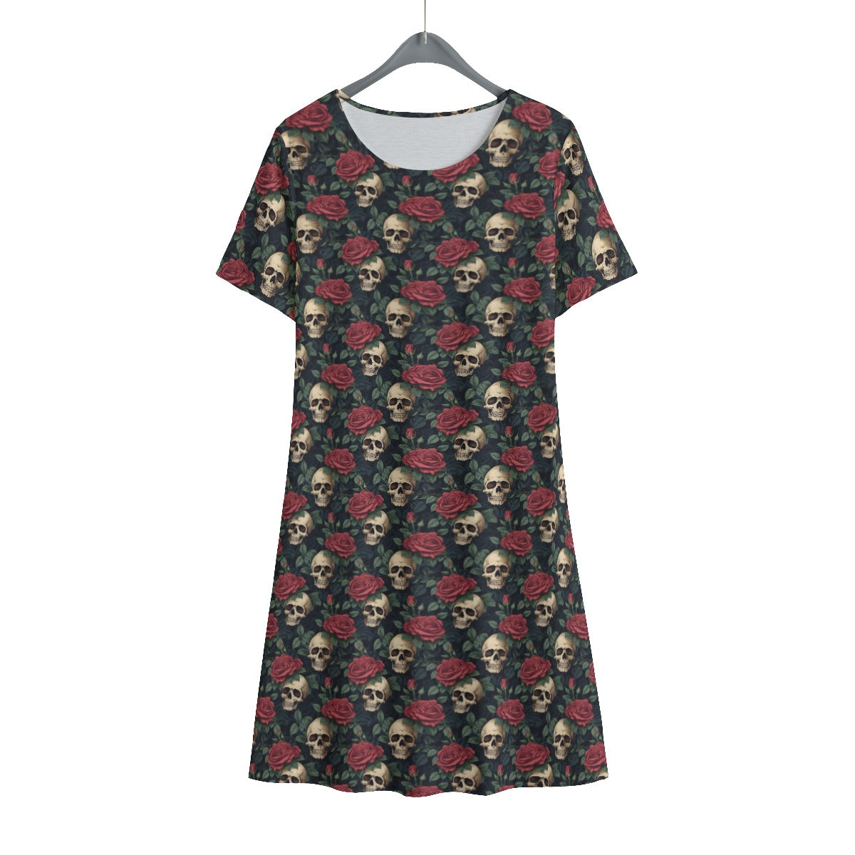 Skulls and Roses Short Sleeve Dress