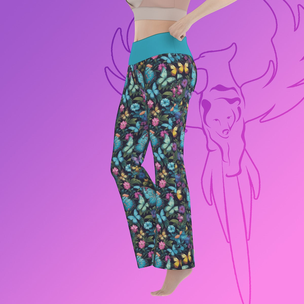 Summer Butterflies Flare Yoga Pants