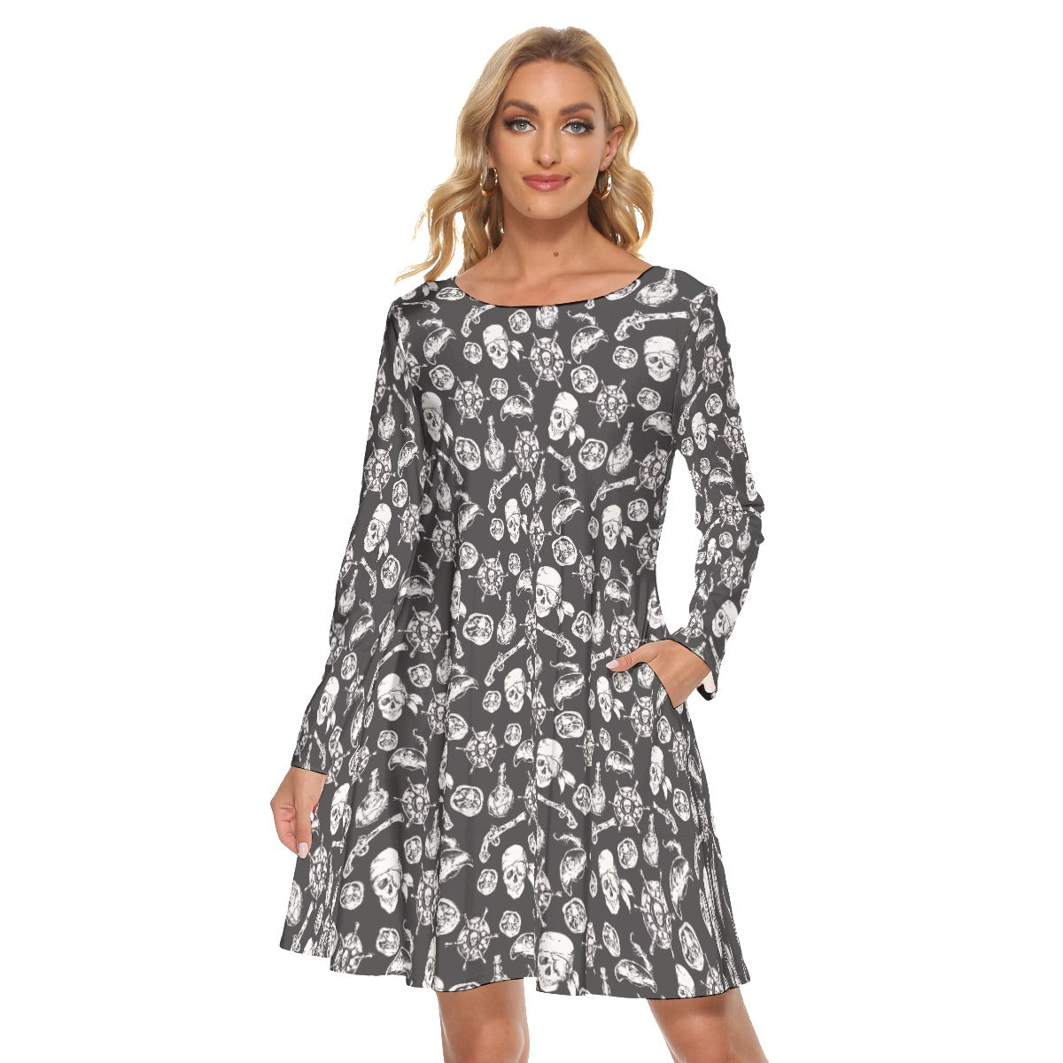 Pirate Skulls Crew Neck Dress