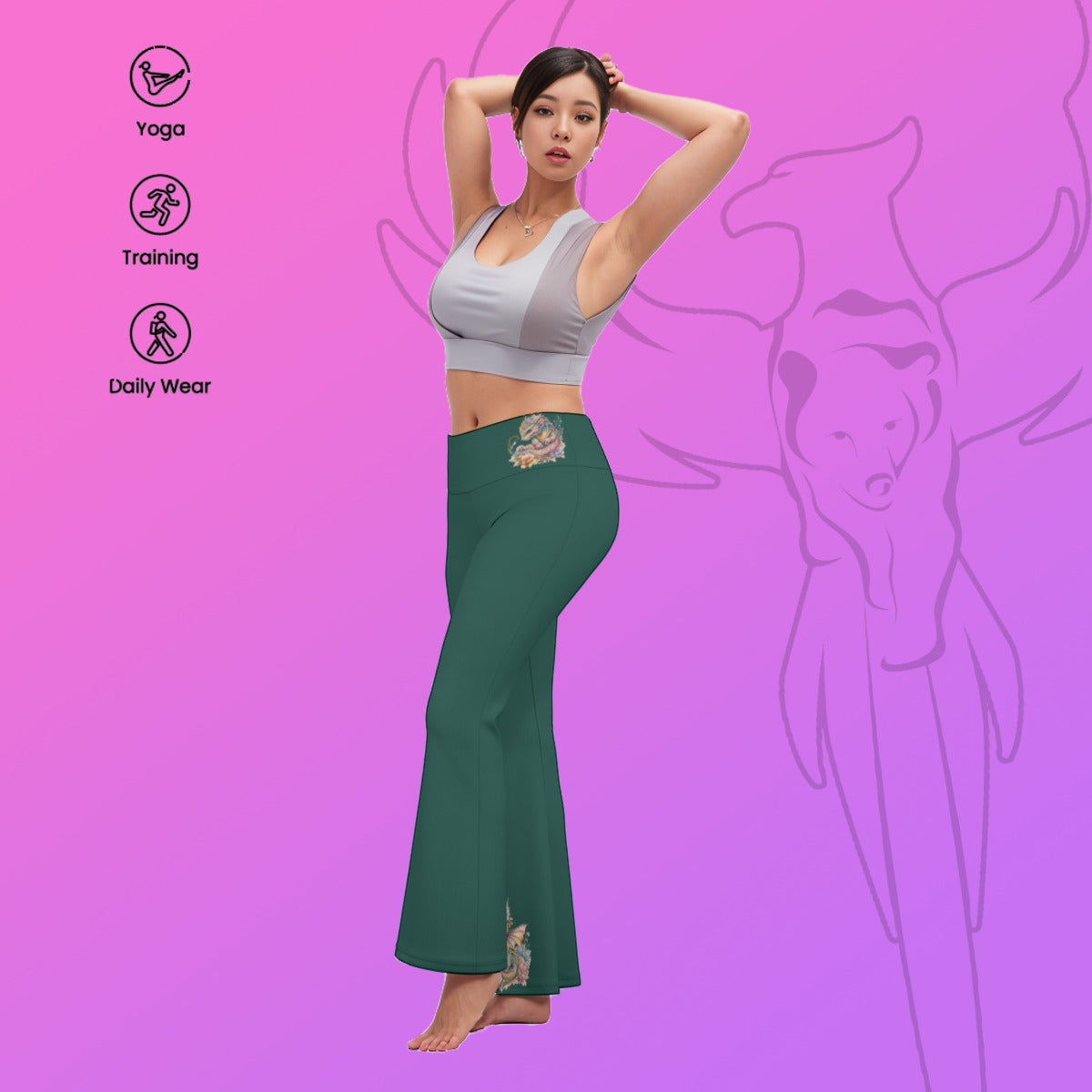 Jade Dragon Flare Yoga Pants