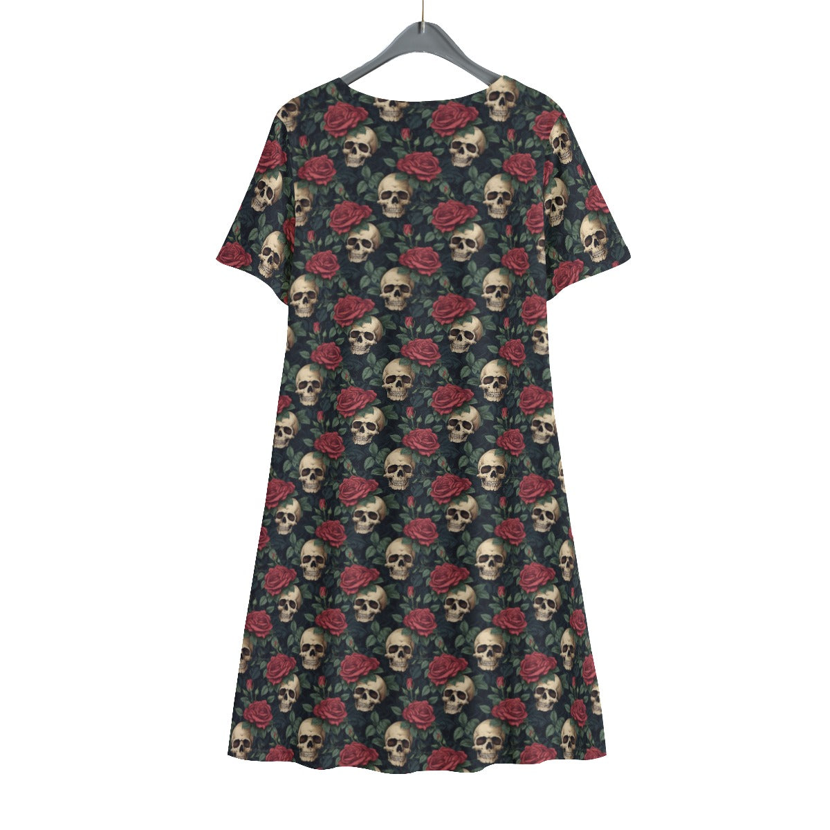 Skulls and Roses Short Sleeve Dress