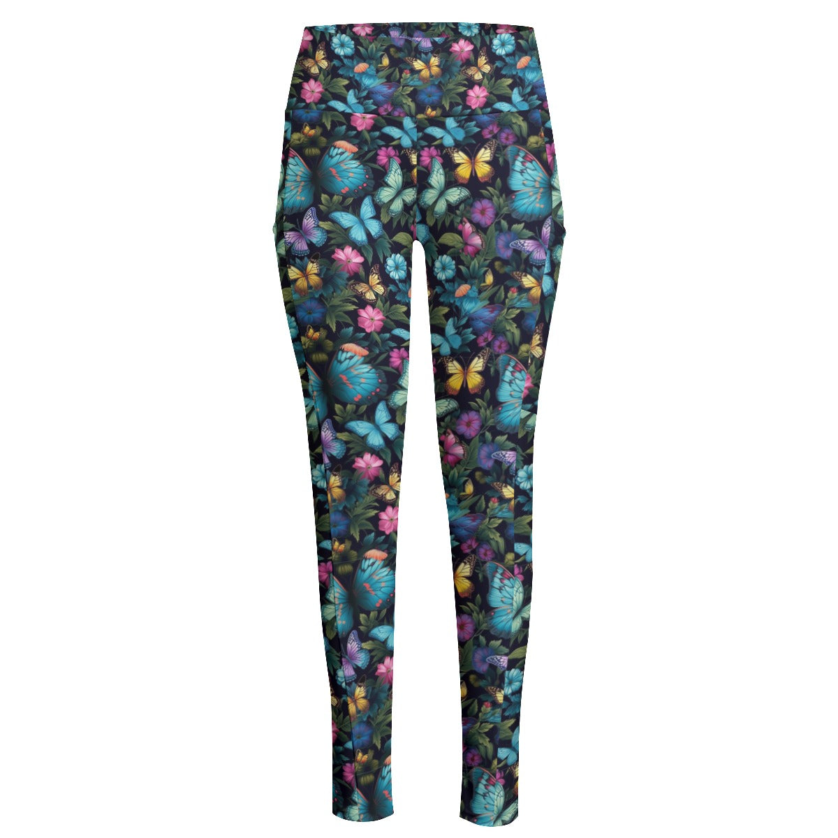 Sapphire Butterflies High Waist Leggings With Side Pocket