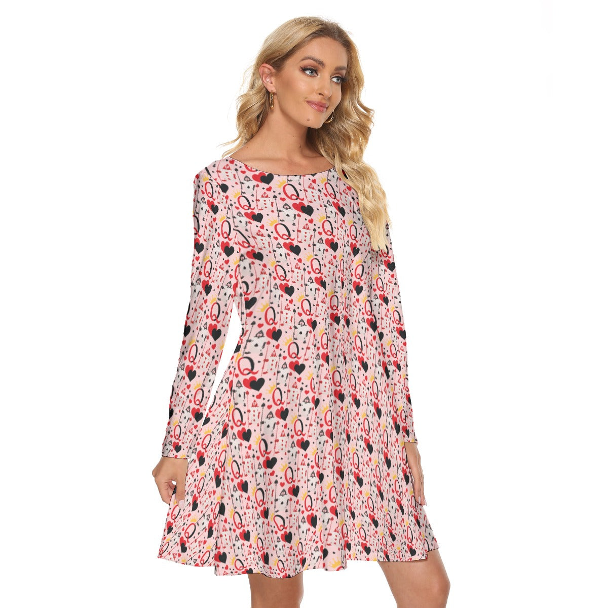 Queen of Hearts Crew Neck Dress