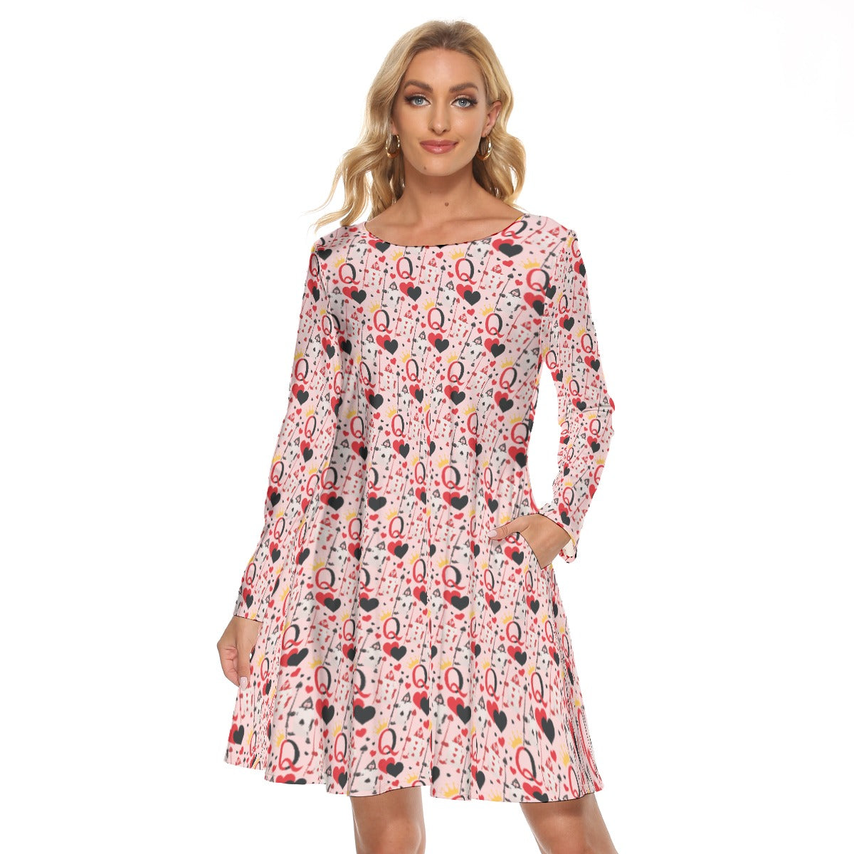 Queen of Hearts Crew Neck Dress