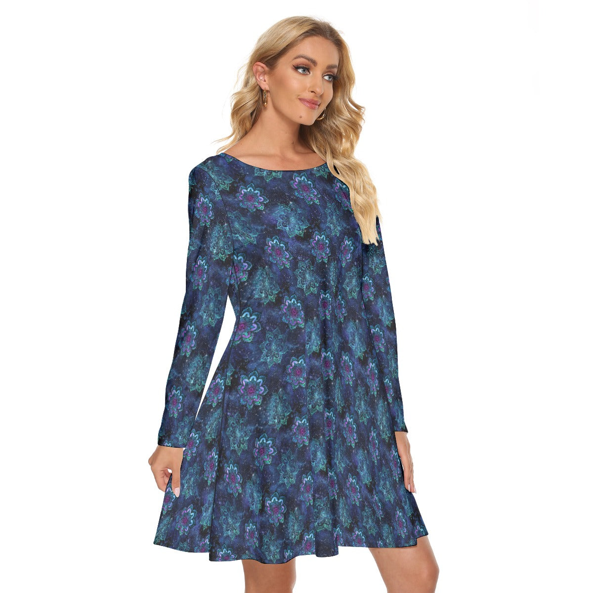 Midnight Mandala Crew Neck Dress