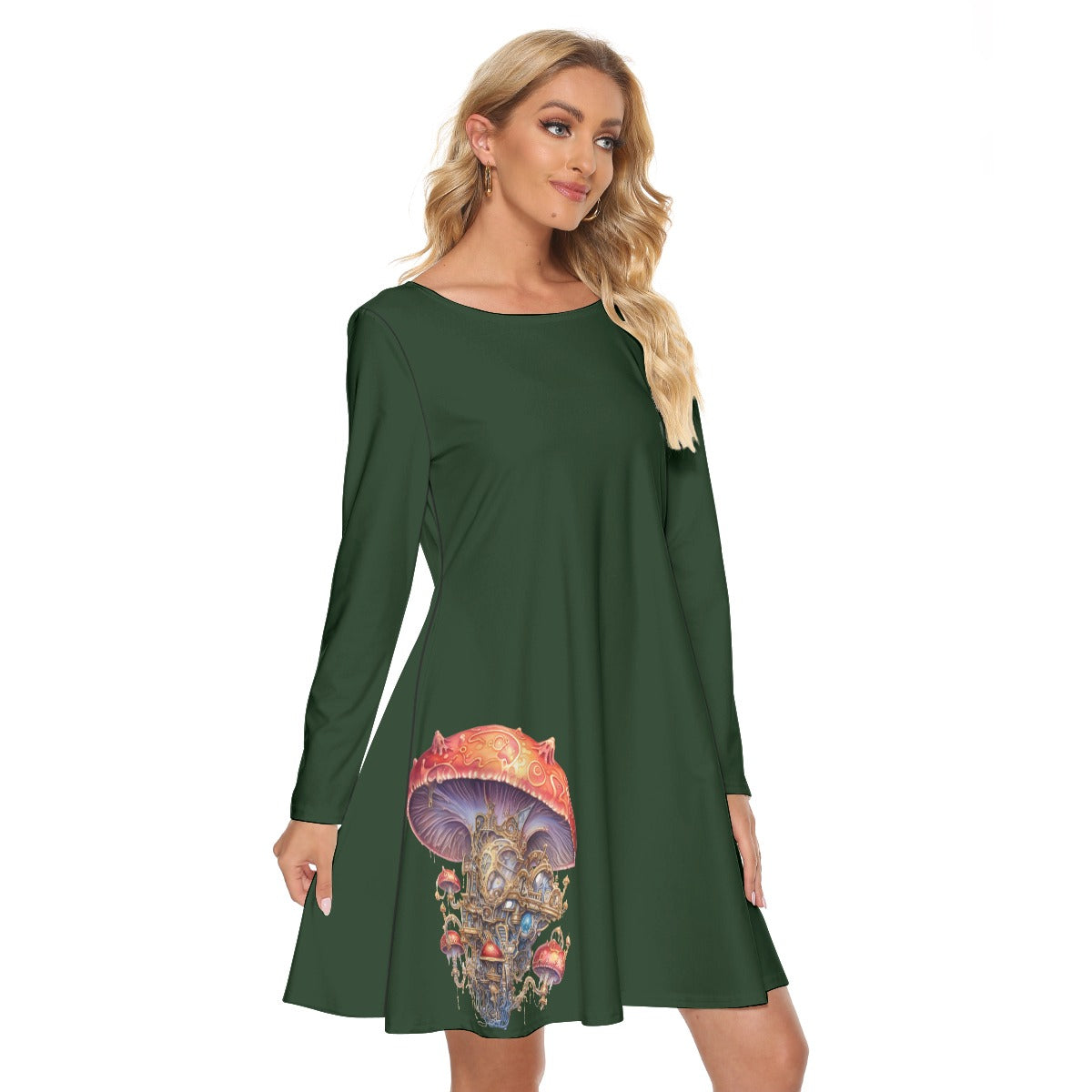 Steampunk Mushroom Crew Neck Dress