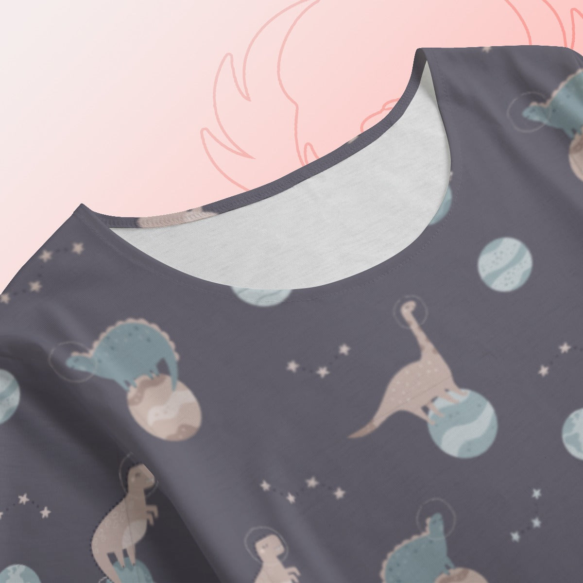 Space Dinosaurs Short Sleeve Dress