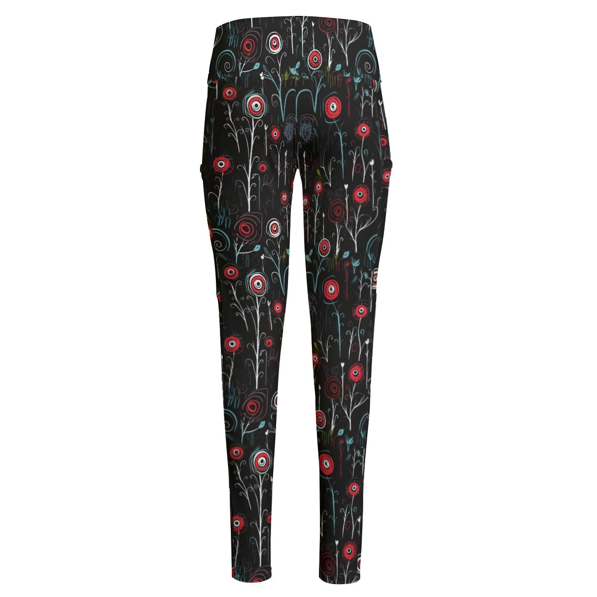 Burton Inspired Flowers High Waist Leggings With Side Pocket