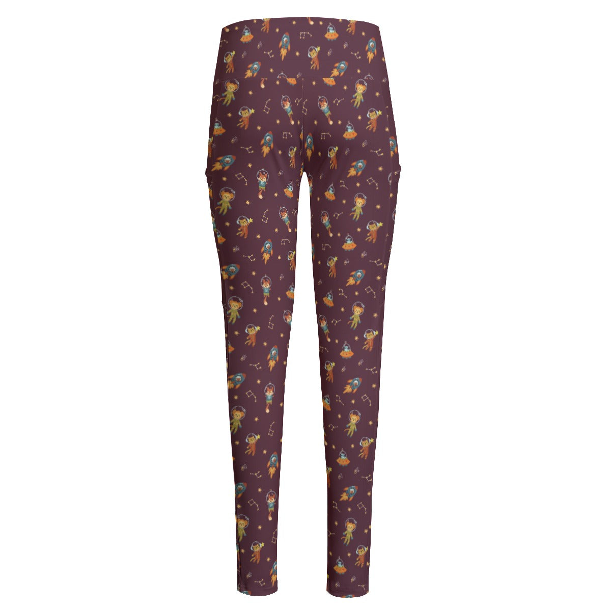 Space Animals High Waist Leggings With Side Pocket