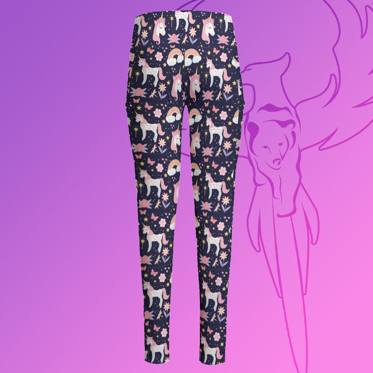 Unicorn Dreams High Waist Leggings With Side Pocket